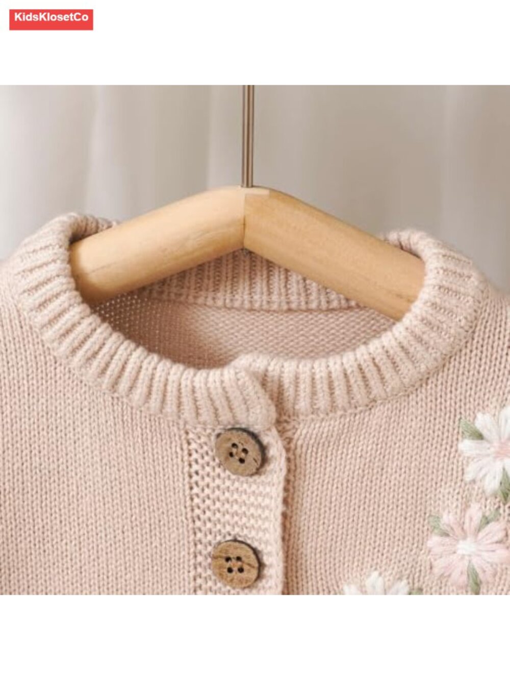 Organic Cotton Baby Cardigan, Exquisite Flower Pattern Knit, Long Sleeve - Picture 6 of 6